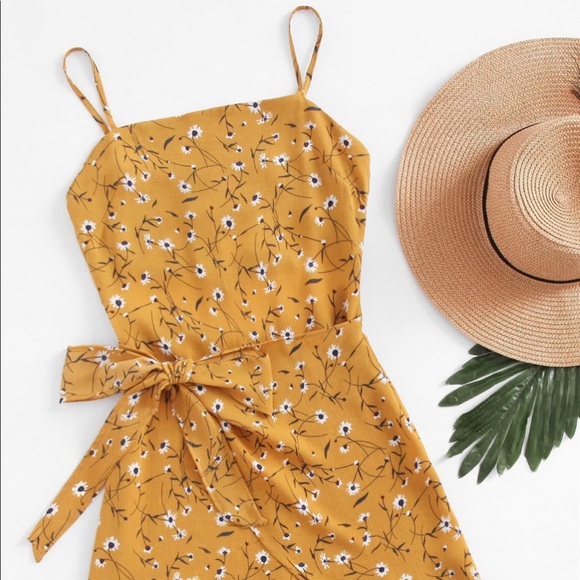 SHEIN Dresses & Skirts - Yellow Flower Sun Dress